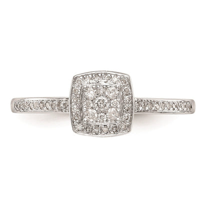 14K Weißgold Verlobungsring mit echtem Diamant-Cluster, komplett besetzt