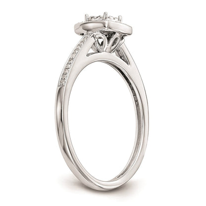 14K Weißgold Verlobungsring mit echtem Diamant-Cluster, komplett besetzt