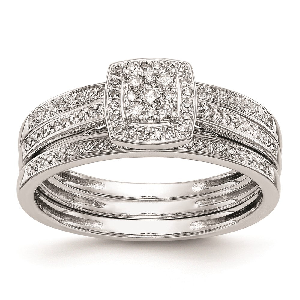 14K Weißgold Verlobungsring mit echtem Diamant-Cluster, komplett besetzt
