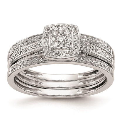 14K Weißgold Verlobungsring mit echtem Diamant-Cluster, komplett besetzt