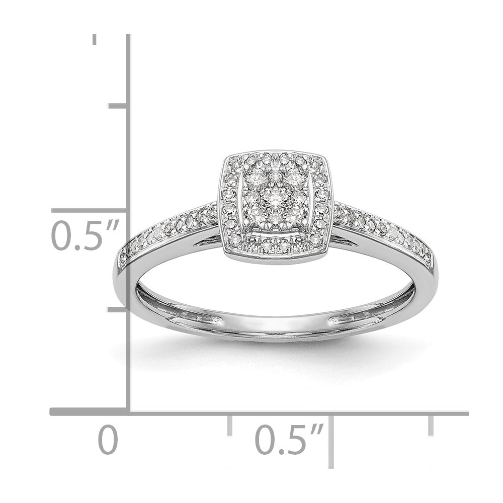 14K Weißgold Verlobungsring mit echtem Diamant-Cluster, komplett besetzt