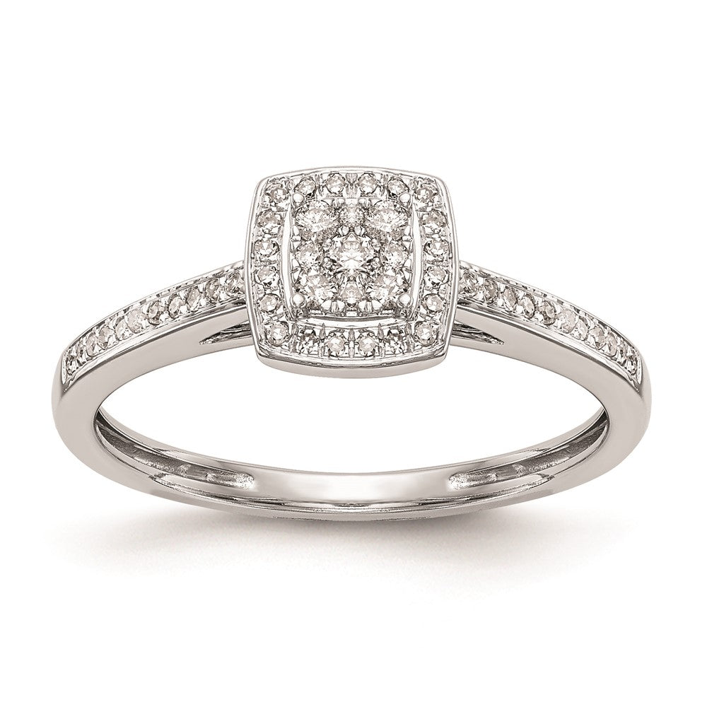 14K Weißgold Verlobungsring mit echtem Diamant-Cluster, komplett besetzt