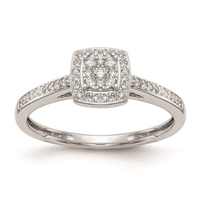 14K Weißgold Verlobungsring mit echtem Diamant-Cluster, komplett besetzt
