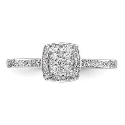 14K Weißgold Quadratisch Heiligenschein Cluster 1/5 Karat Diamant Komplett Verlobungsring