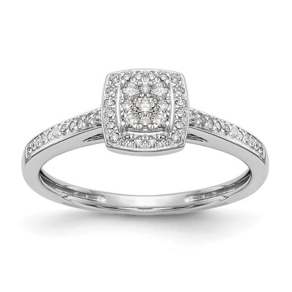 14K Weißgold Quadratisch Heiligenschein Cluster 1/5 Karat Diamant Komplett Verlobungsring
