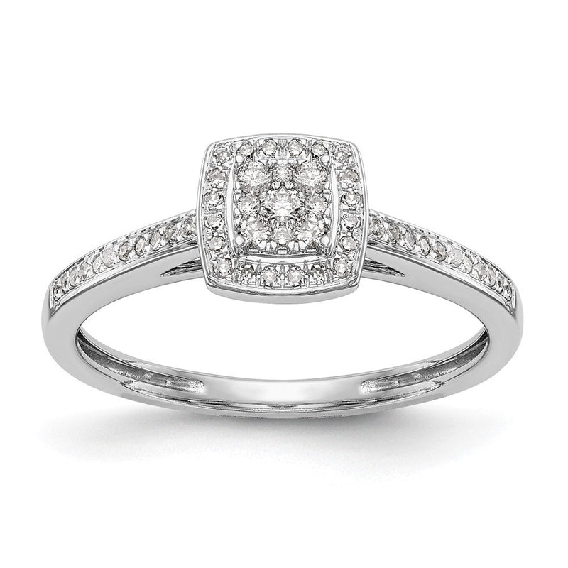 14K Weißgold Diamant-Cluster-Verlobungsring mit echten Diamanten