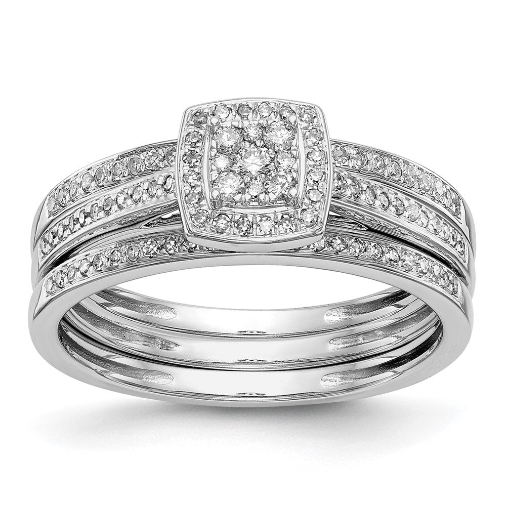 14K Weißgold Verlobungsring mit komplettem Diamant-Cluster, 0,2 ct. laborgezüchtete Diamanten, VS/SI+ G+