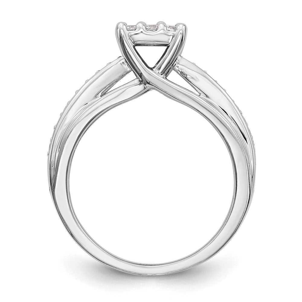 14K Weißgold Verlobungsring mit Diamant-Cluster, echte Diamanten