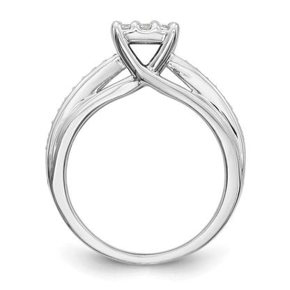 14K Weißgold Verlobungsring mit Diamant-Cluster, echte Diamanten