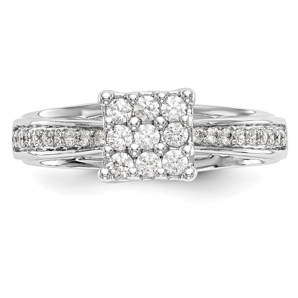 14K Weißgold Verlobungsring mit Diamant-Cluster, echte Diamanten