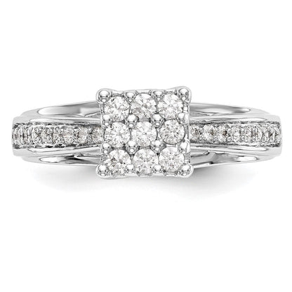 14K Weißgold Verlobungsring mit Diamant-Cluster, echte Diamanten