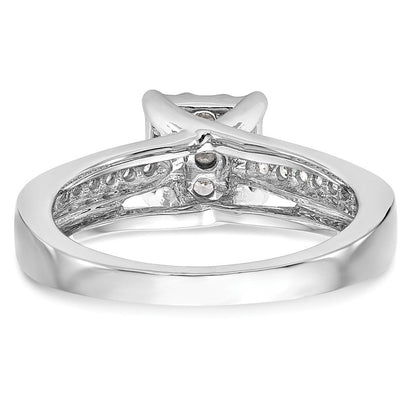 14K Weißgold Verlobungsring mit Diamant-Cluster, echte Diamanten