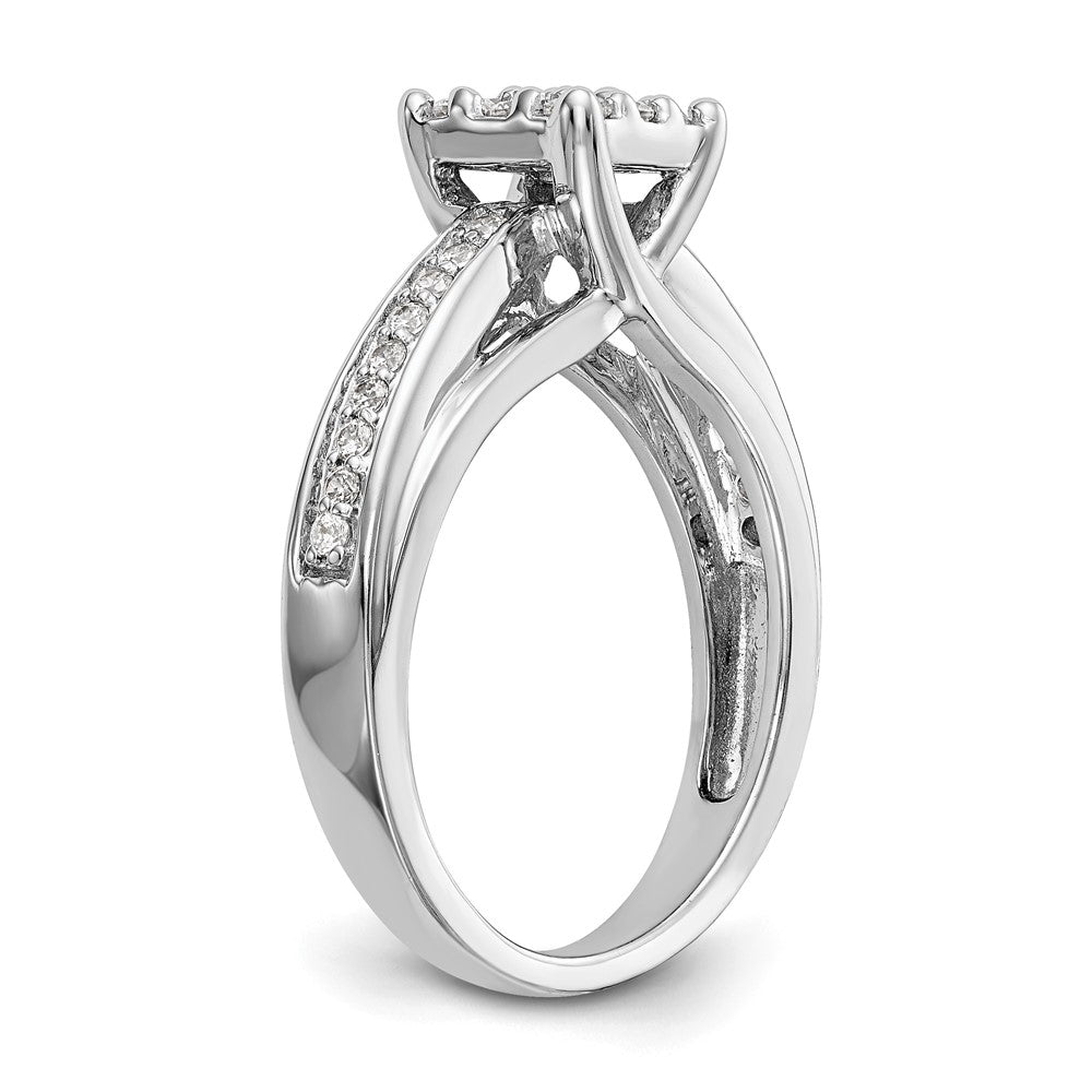 14K Weißgold Verlobungsring mit Diamant-Cluster, echte Diamanten