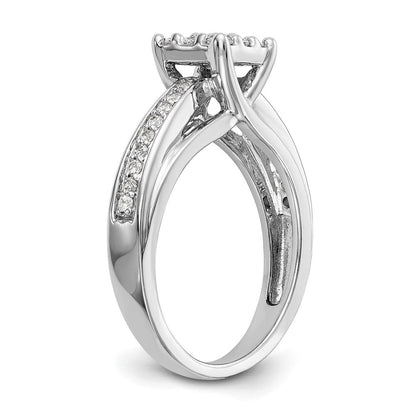 14K Weißgold Verlobungsring mit Diamant-Cluster, echte Diamanten