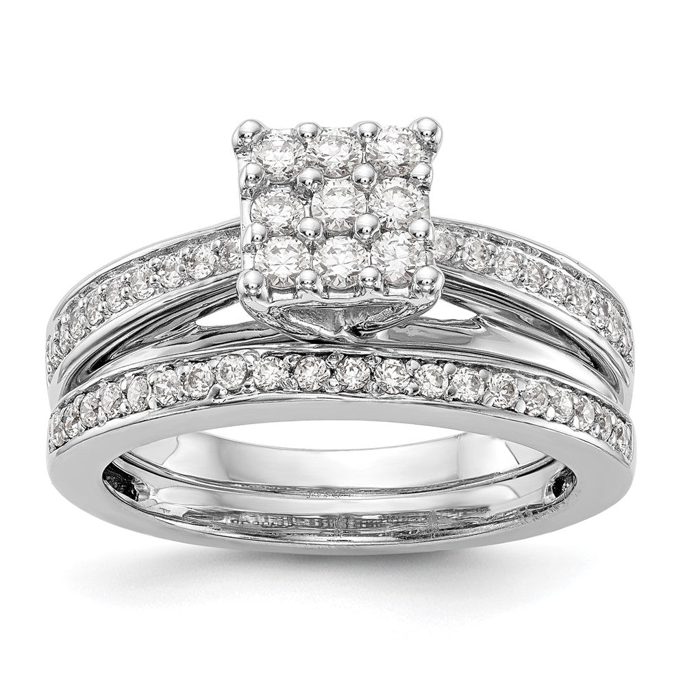 14K Weißgold Verlobungsring mit Diamant-Cluster, echte Diamanten