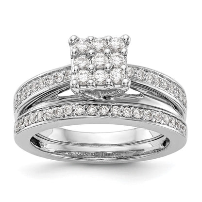 14K Weißgold Verlobungsring mit Diamant-Cluster, echte Diamanten