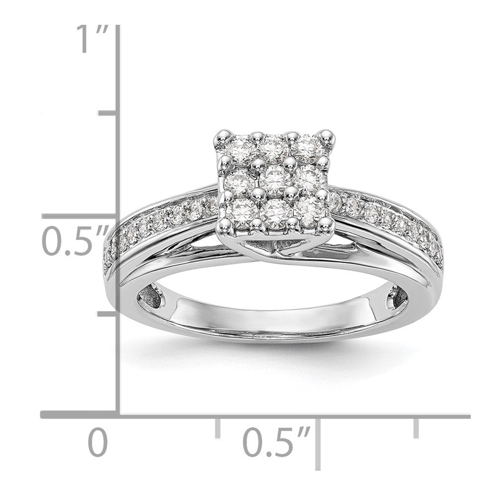 14K Weißgold Komplett Diamant Cluster Verlobungsring