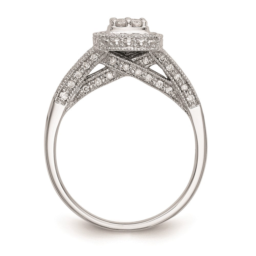 14K Weißgold Verlobungsring mit echtem Diamant-Cluster