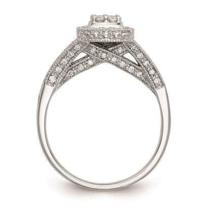 14K Weißgold Verlobungsring mit echtem Diamant-Cluster