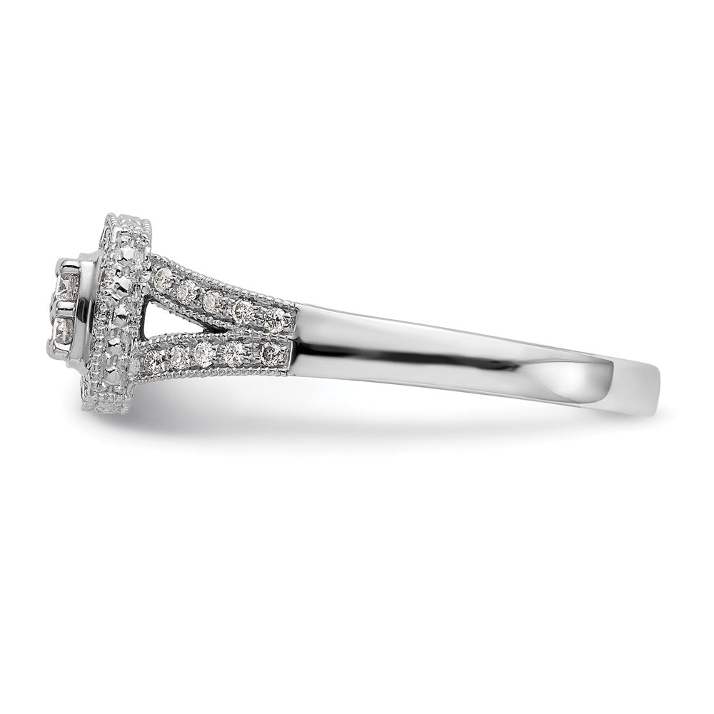14K Weißgold Quadratisch Heiligenschein Cluster 1/2 Karat Diamant Komplett Verlobungsring