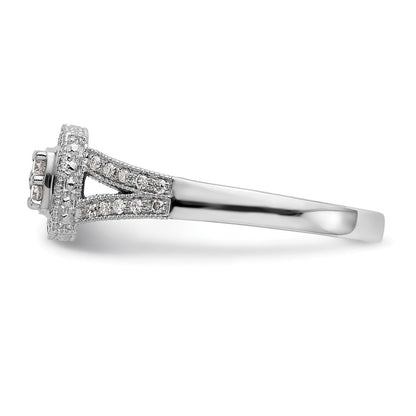 14K Weißgold Quadratisch Heiligenschein Cluster 1/2 Karat Diamant Komplett Verlobungsring