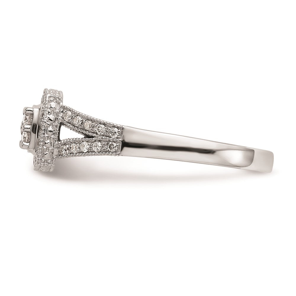 14K Weißgold Verlobungsring mit echtem Diamant-Cluster