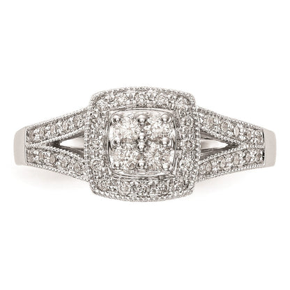 14K Weißgold Verlobungsring mit echtem Diamant-Cluster