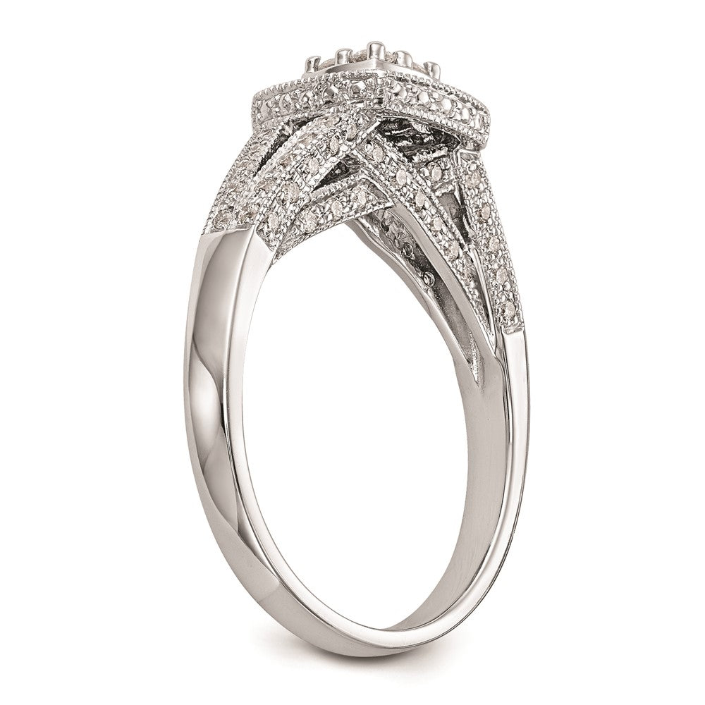14K Weißgold Verlobungsring mit echtem Diamant-Cluster