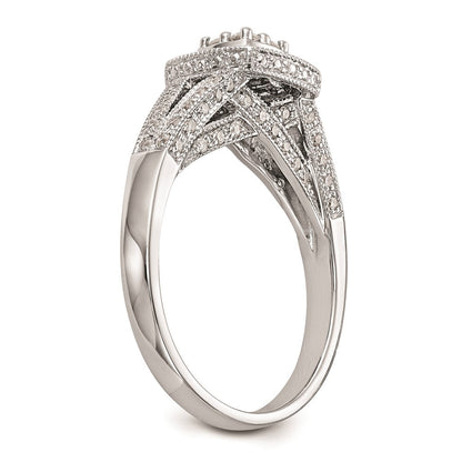 14K Weißgold Verlobungsring mit echtem Diamant-Cluster