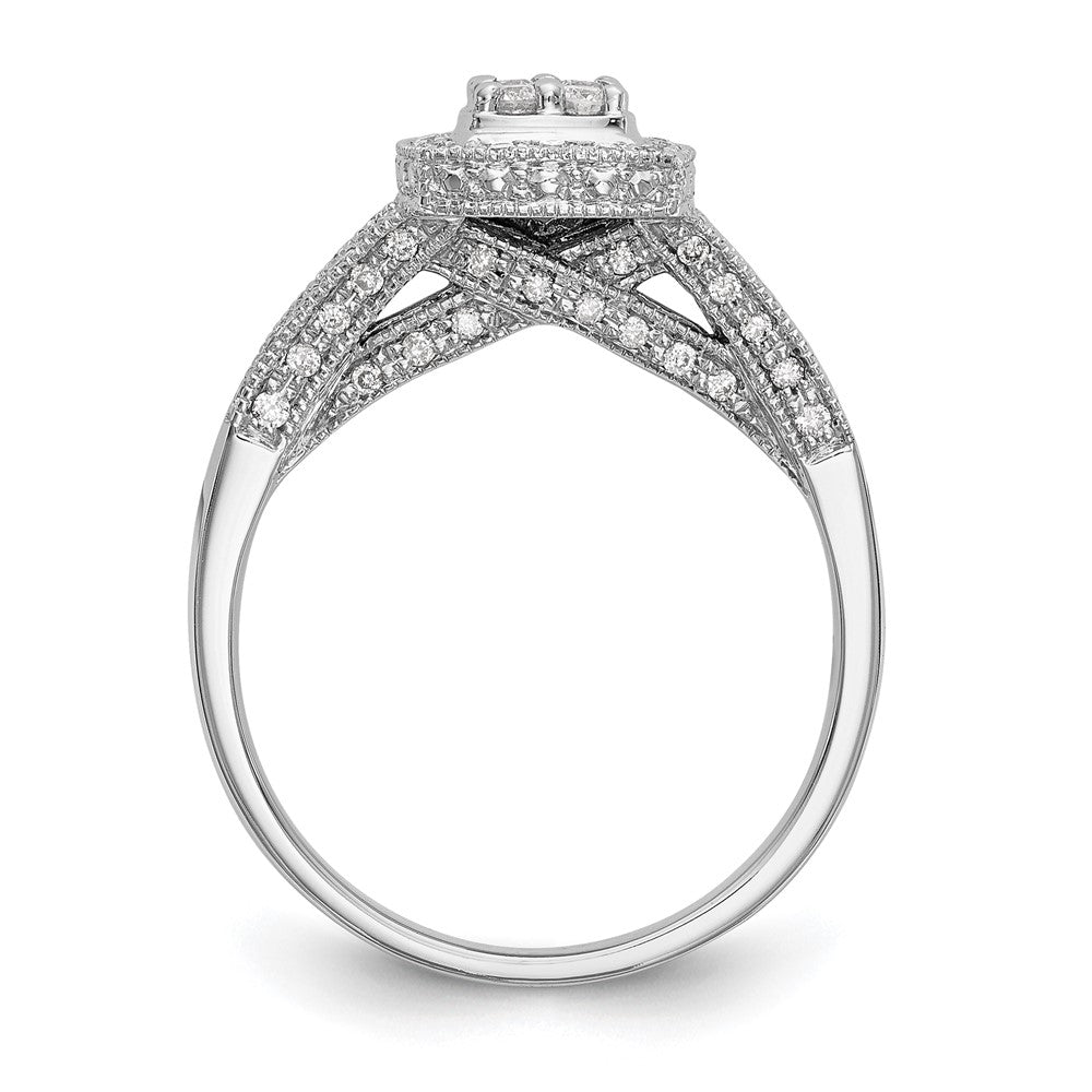 14K Weißgold Verlobungsring mit 0,5 ct. Laborgezüchteten Diamanten VS/SI+ G+ im Cluster-Design