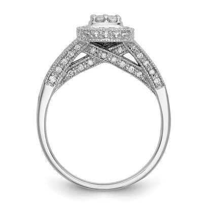 14K Weißgold Verlobungsring mit 0,5 ct. Laborgezüchteten Diamanten VS/SI+ G+ im Cluster-Design