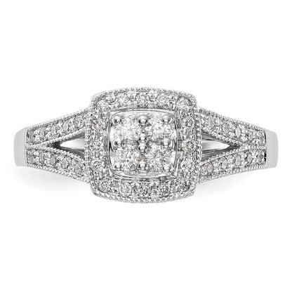 14K Weißgold Verlobungsring mit 0,5 ct. Laborgezüchteten Diamanten VS/SI+ G+ im Cluster-Design