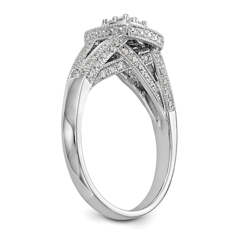 14K Weißgold Verlobungsring mit 0,5 ct. Laborgezüchteten Diamanten VS/SI+ G+ im Cluster-Design