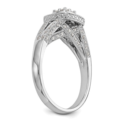 14K Weißgold Verlobungsring mit 0,5 ct. Laborgezüchteten Diamanten VS/SI+ G+ im Cluster-Design