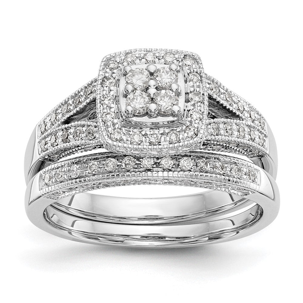 14K Weißgold Verlobungsring mit 0,5 ct. Laborgezüchteten Diamanten VS/SI+ G+ im Cluster-Design