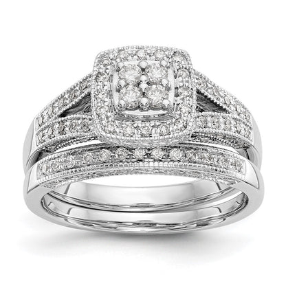 14K Weißgold Verlobungsring mit 0,5 ct. Laborgezüchteten Diamanten VS/SI+ G+ im Cluster-Design