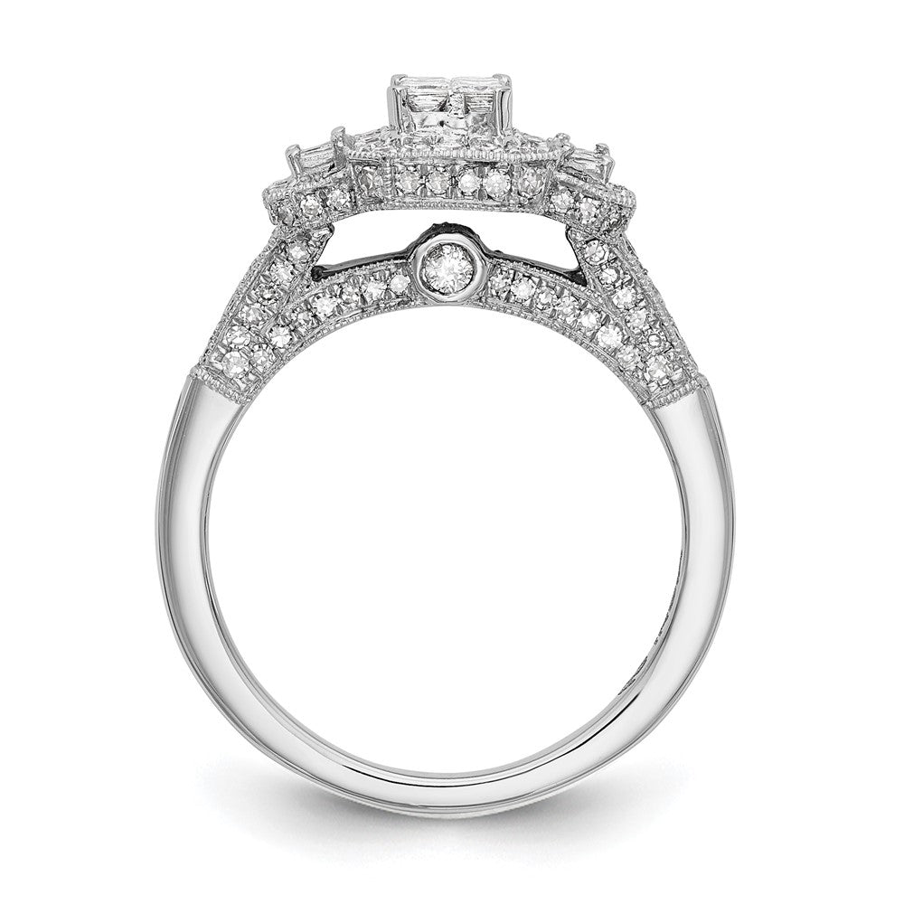 14K Weißgold Komplett Diamant Cluster Verlobungsring