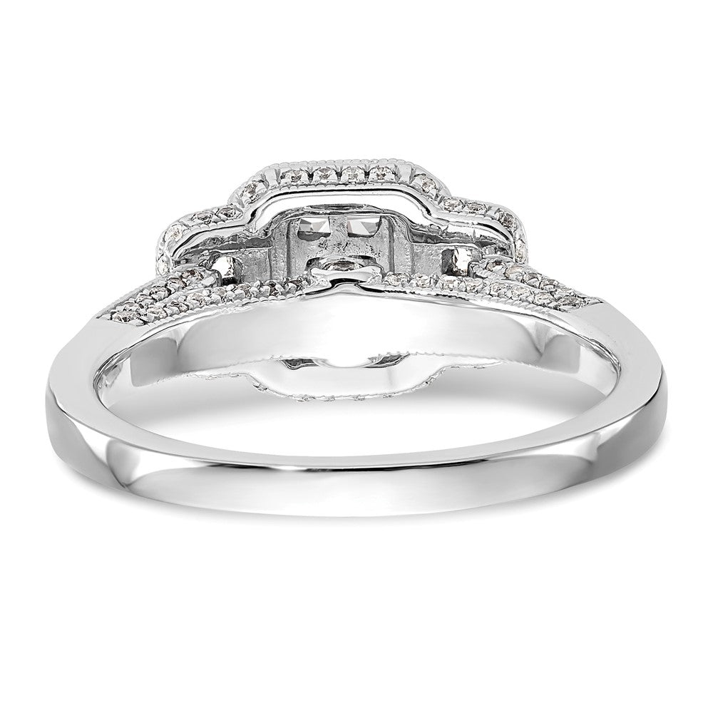 14K Weißgold Komplett Diamant Cluster Verlobungsring