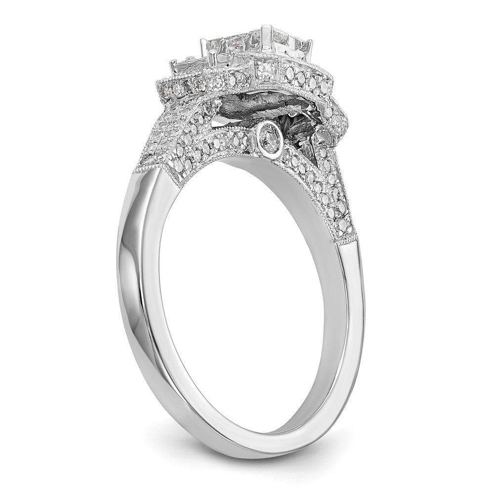 14K Weißgold Komplett Diamant Cluster Verlobungsring