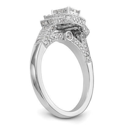 14K Weißgold Komplett Diamant Cluster Verlobungsring