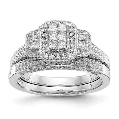 14K Weißgold Komplett Diamant Cluster Verlobungsring