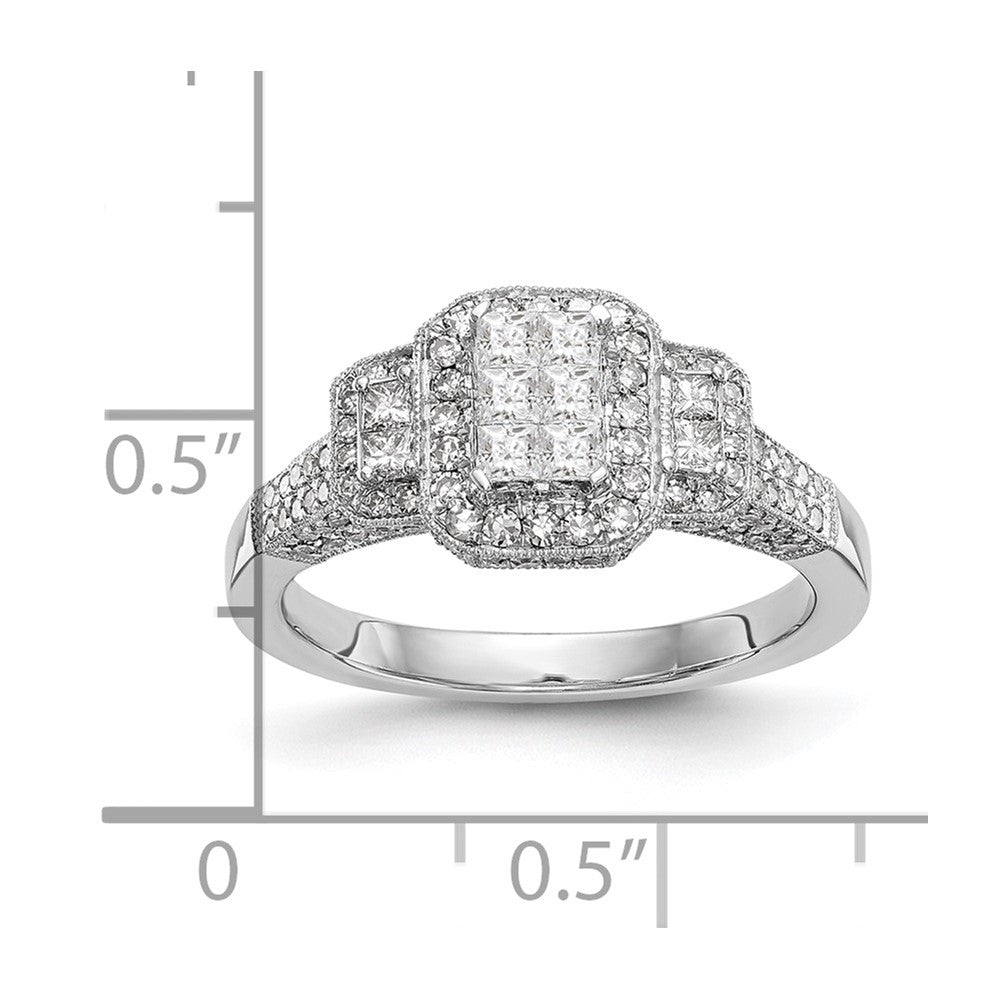 14K Weißgold Komplett Diamant Cluster Verlobungsring