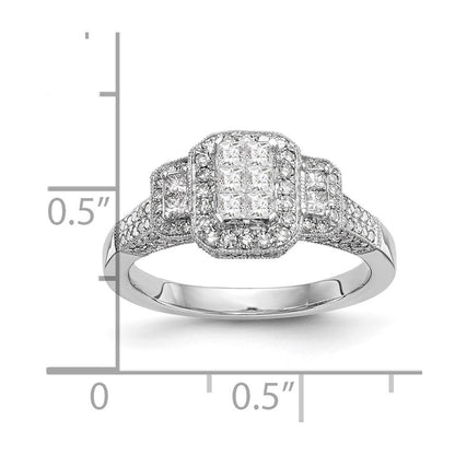 14K Weißgold Komplett Diamant Cluster Verlobungsring