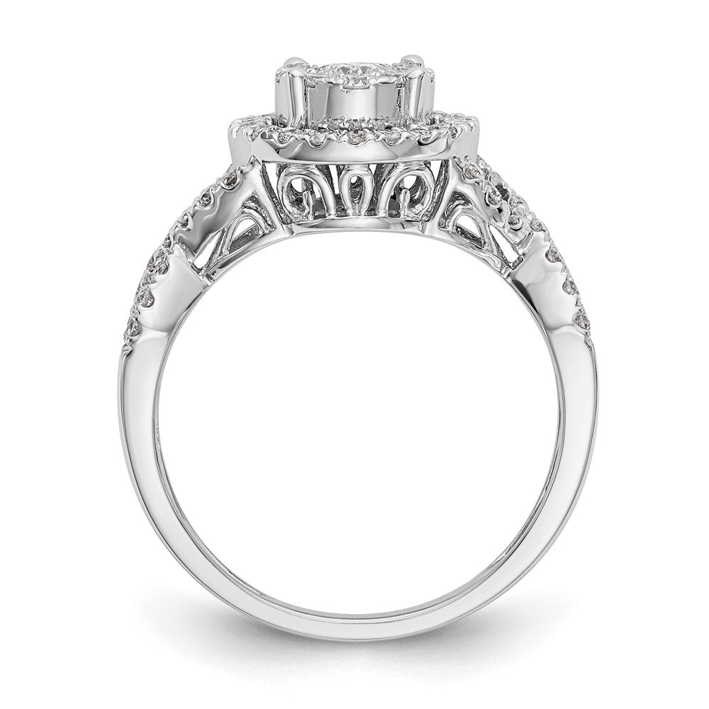 14K Weißgold Heiligenschein Cluster 3/4 Karat Diamant Komplett Verlobungsring