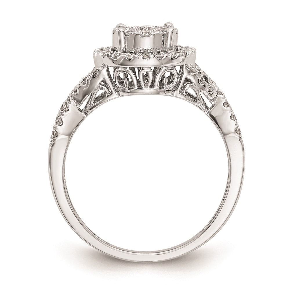 14K Weißgold Verlobungsring mit natürlichen Diamanten im Cluster-Design, vollständig besetzt
