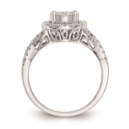 14K Weißgold Verlobungsring mit natürlichen Diamanten im Cluster-Design, vollständig besetzt