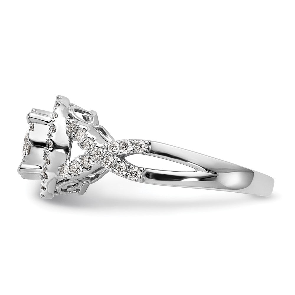 14K Weißgold Heiligenschein Cluster 3/4 Karat Diamant Komplett Verlobungsring