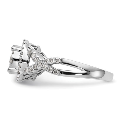 14K Weißgold Heiligenschein Cluster 3/4 Karat Diamant Komplett Verlobungsring