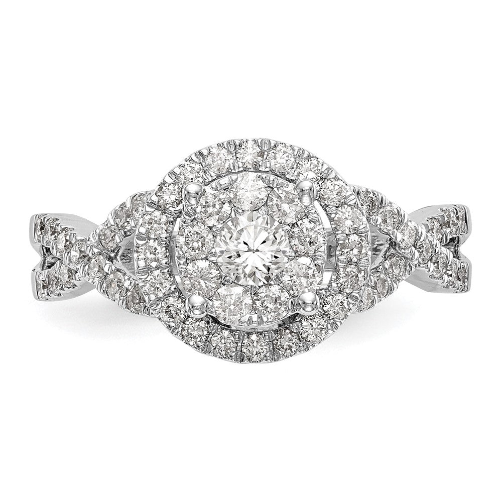 14K Weißgold Heiligenschein Cluster 3/4 Karat Diamant Komplett Verlobungsring