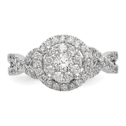 14K Weißgold Heiligenschein Cluster 3/4 Karat Diamant Komplett Verlobungsring